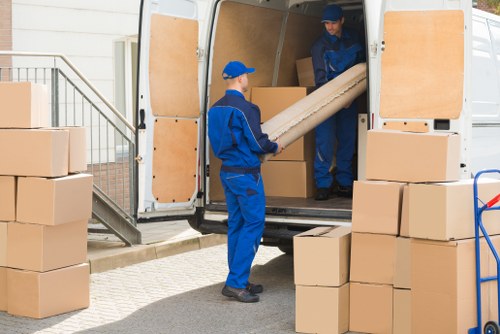 Removal van and moving boxes prepared for a local Wandsworth house move
