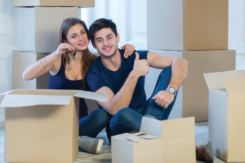 Office relocation planning in Wandsworth with desks and boxes