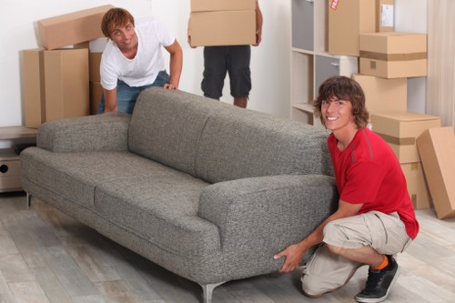 Office furniture and equipment prepared for a local commercial move