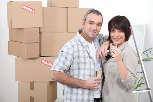 Organised moving boxes and packing materials in a Wandsworth home